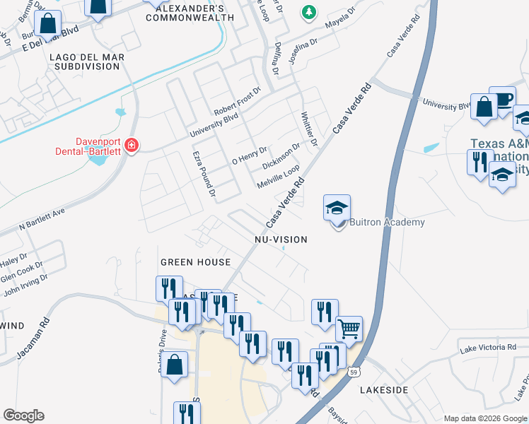map of restaurants, bars, coffee shops, grocery stores, and more near 2314 Don Beto Drive in Laredo