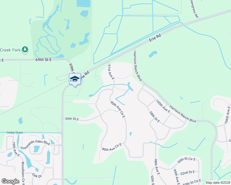 map of restaurants, bars, coffee shops, grocery stores, and more near 5305 90th Avenue Circle East in Parrish