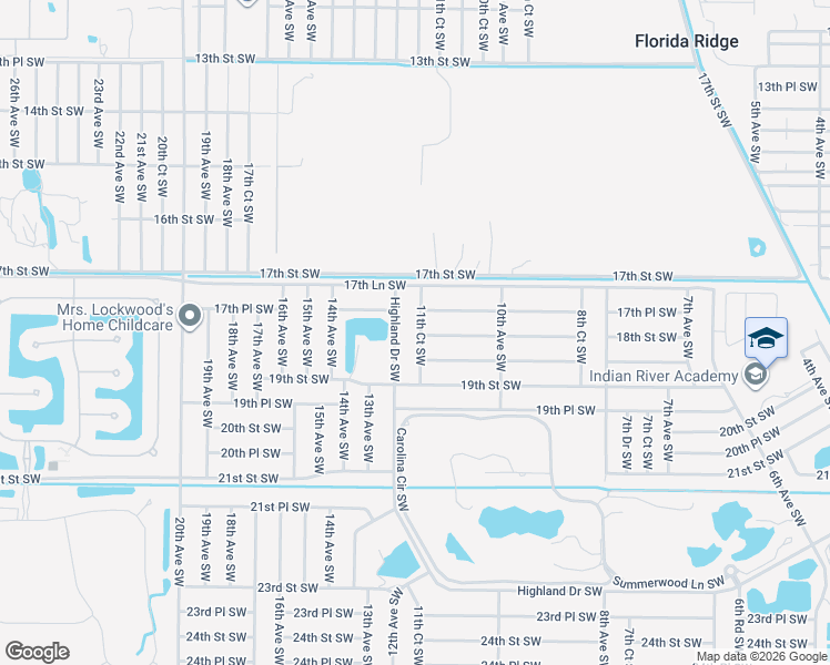 map of restaurants, bars, coffee shops, grocery stores, and more near 1755 11th Court Southwest in Vero Beach
