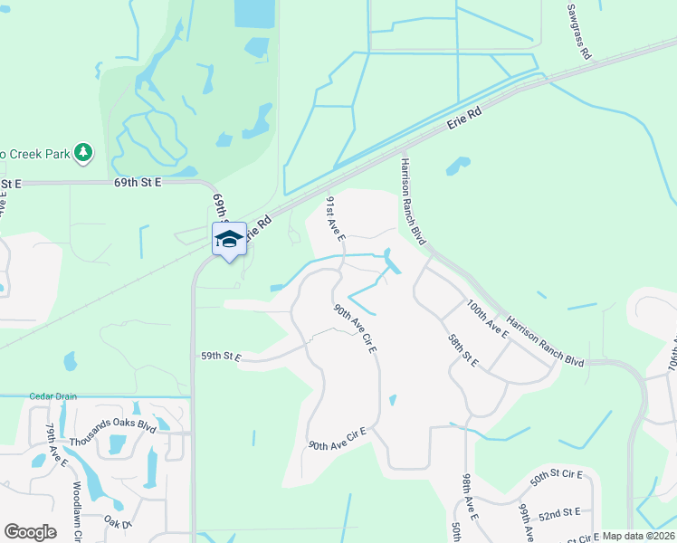 map of restaurants, bars, coffee shops, grocery stores, and more near 5305 90th Avenue Circle East in Parrish