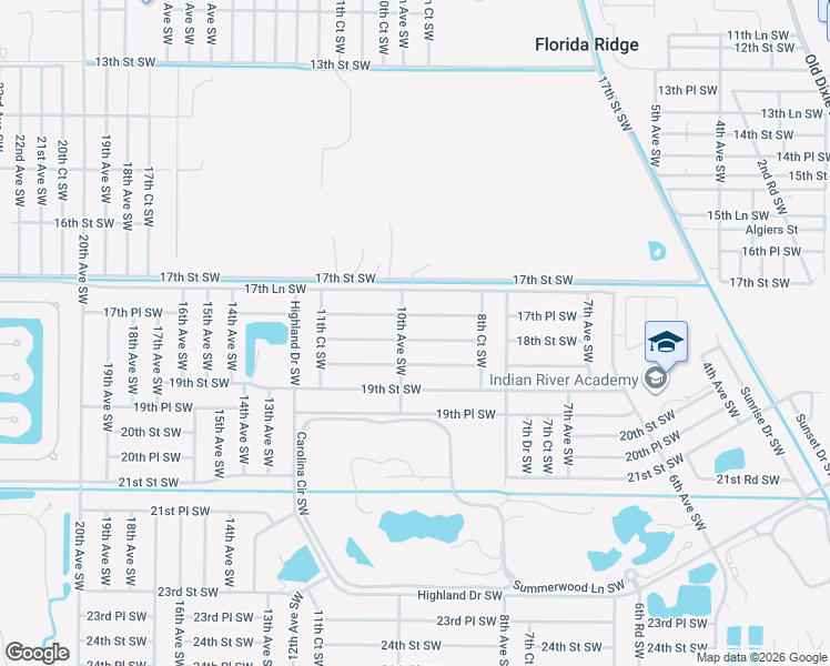 map of restaurants, bars, coffee shops, grocery stores, and more near 966 18th Street Southwest in Vero Beach