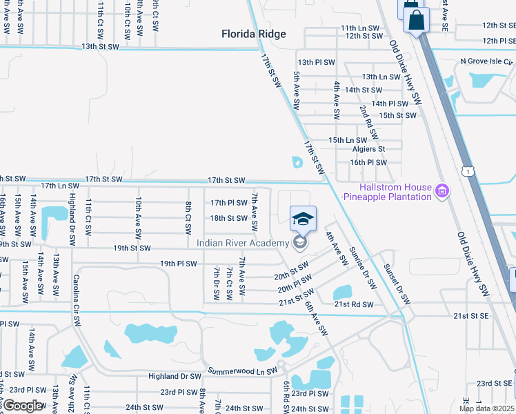 map of restaurants, bars, coffee shops, grocery stores, and more near 1756 7th Avenue Southwest in Vero Beach