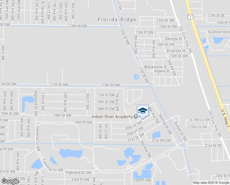 map of restaurants, bars, coffee shops, grocery stores, and more near 1725 7th Avenue Southwest in Vero Beach