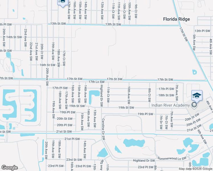 map of restaurants, bars, coffee shops, grocery stores, and more near 1709 11th Court Southwest in Vero Beach