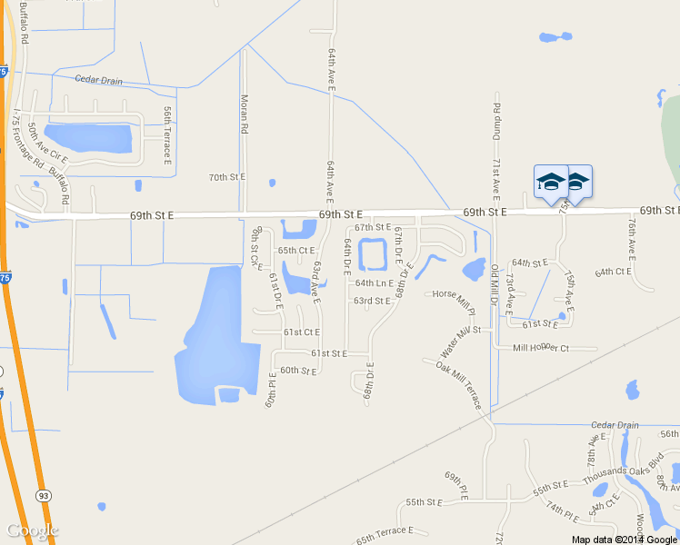 map of restaurants, bars, coffee shops, grocery stores, and more near 6407 64th Drive East in Palmetto