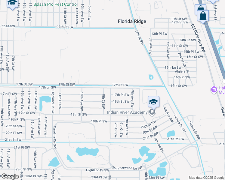 map of restaurants, bars, coffee shops, grocery stores, and more near 769 17th Lane Southwest in Vero Beach