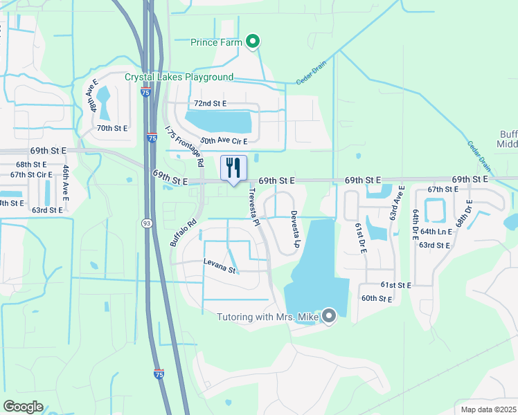 map of restaurants, bars, coffee shops, grocery stores, and more near 6738 Devesta Loop in Palmetto