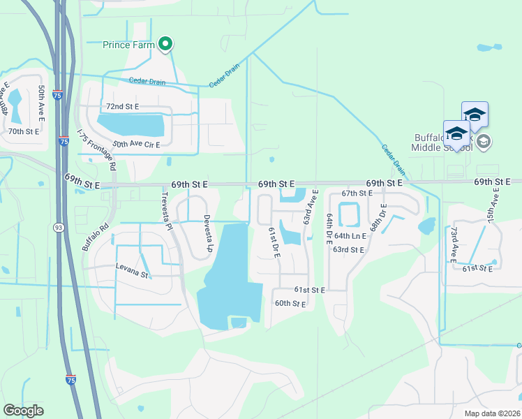map of restaurants, bars, coffee shops, grocery stores, and more near 6017 66th Street Circle East in Palmetto