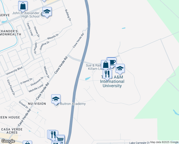 map of restaurants, bars, coffee shops, grocery stores, and more near 4907 University Boulevard in Laredo