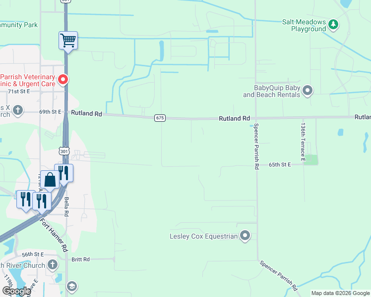 map of restaurants, bars, coffee shops, grocery stores, and more near 12735 County Road 675 in Parrish