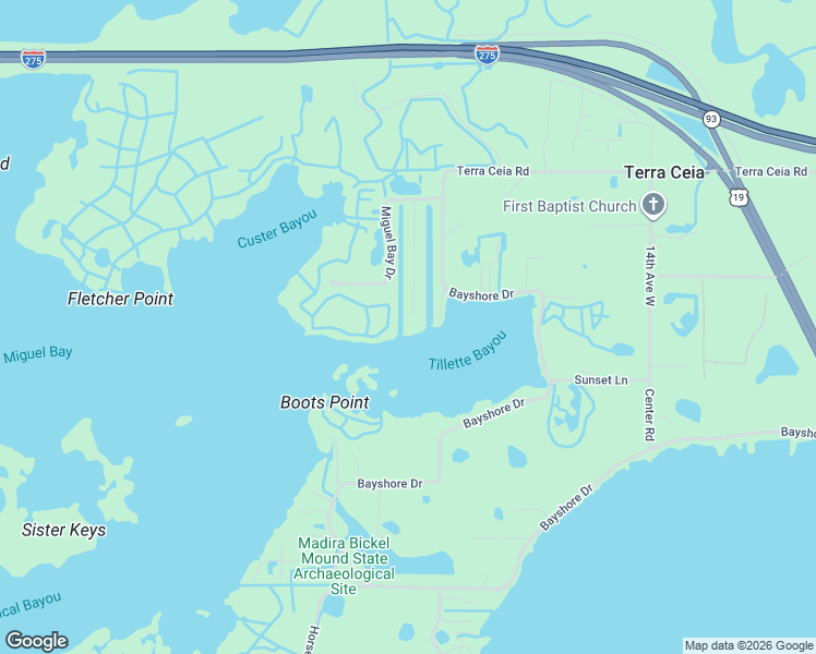 map of restaurants, bars, coffee shops, grocery stores, and more near 142 Burns Road in Terra Ceia