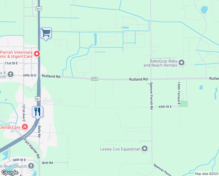 map of restaurants, bars, coffee shops, grocery stores, and more near 12705 County Road 675 in Parrish