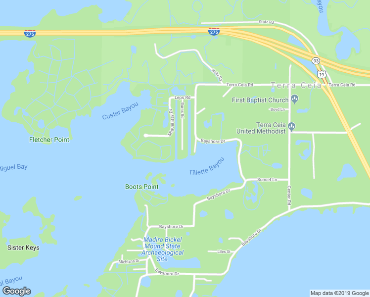 map of restaurants, bars, coffee shops, grocery stores, and more near 142 Burns Road in Terra Ceia