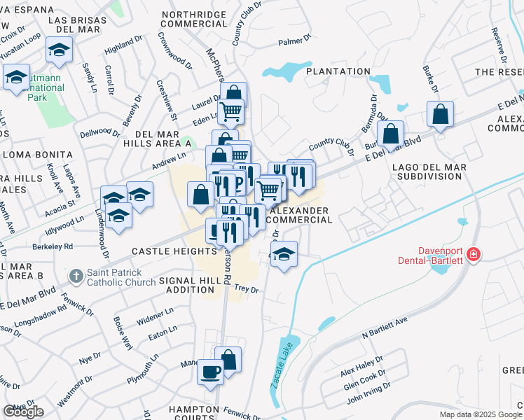 map of restaurants, bars, coffee shops, grocery stores, and more near 1311 Junction Dr in Laredo