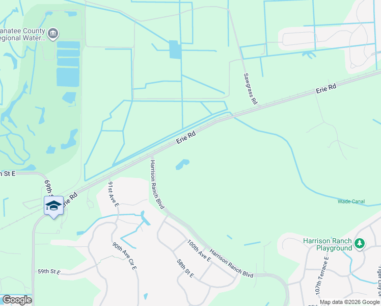 map of restaurants, bars, coffee shops, grocery stores, and more near 9625 Erie Road in Parrish
