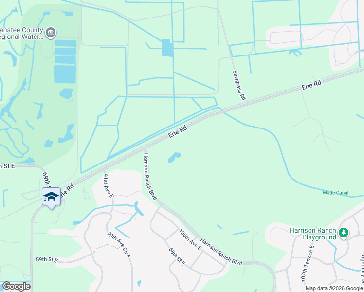 map of restaurants, bars, coffee shops, grocery stores, and more near 9625 Erie Road in Parrish