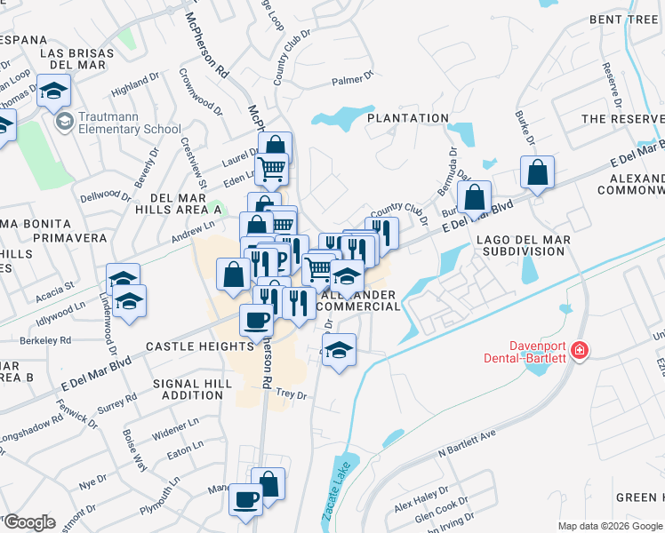 map of restaurants, bars, coffee shops, grocery stores, and more near 1129 Quail Hollow Loop in Laredo