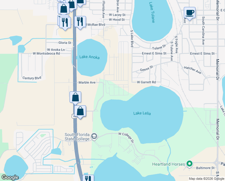 map of restaurants, bars, coffee shops, grocery stores, and more near 242 River Walk Way in Avon Park