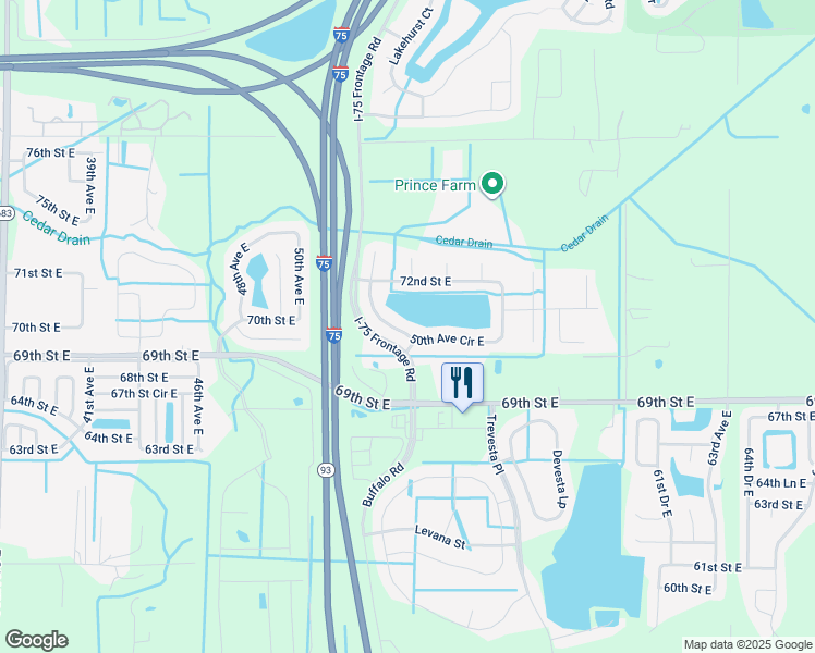 map of restaurants, bars, coffee shops, grocery stores, and more near 7162 50th Avenue Circle East in Palmetto