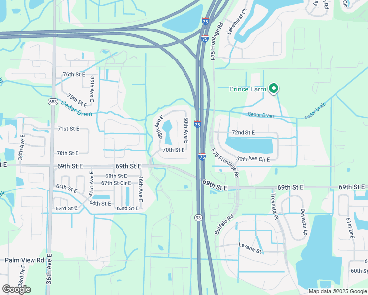 map of restaurants, bars, coffee shops, grocery stores, and more near 7003 50th Avenue East in Palmetto