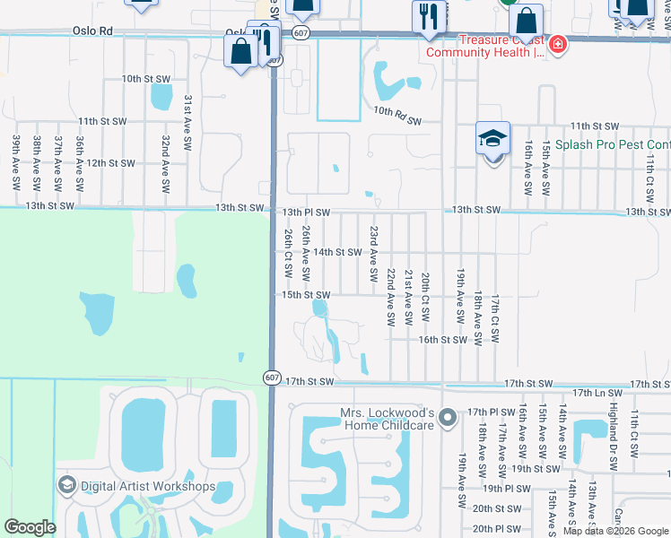map of restaurants, bars, coffee shops, grocery stores, and more near 1415 25th Court Southwest in Vero Beach
