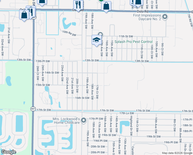 map of restaurants, bars, coffee shops, grocery stores, and more near 1425 17th Court Southwest in Vero Beach