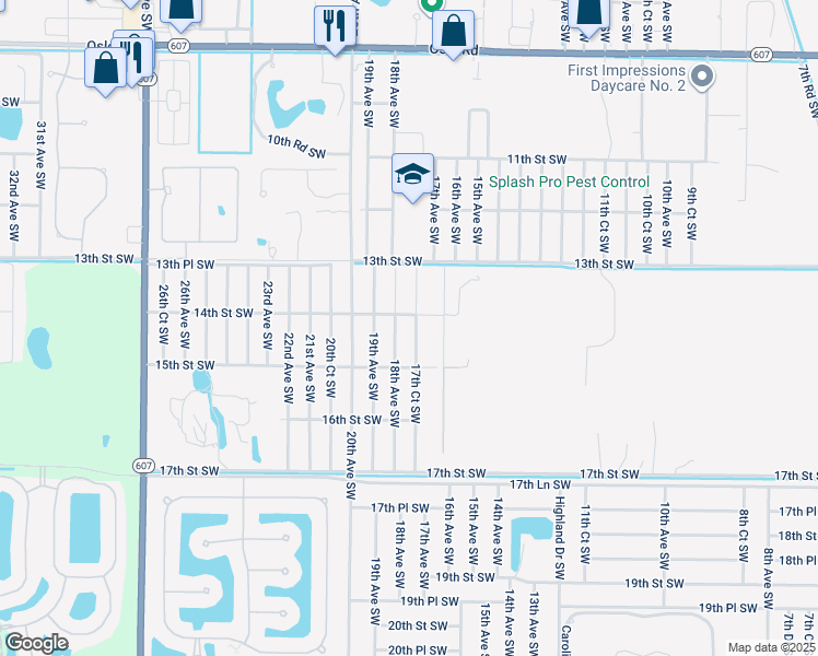 map of restaurants, bars, coffee shops, grocery stores, and more near 1415 17th Court Southwest in Vero Beach