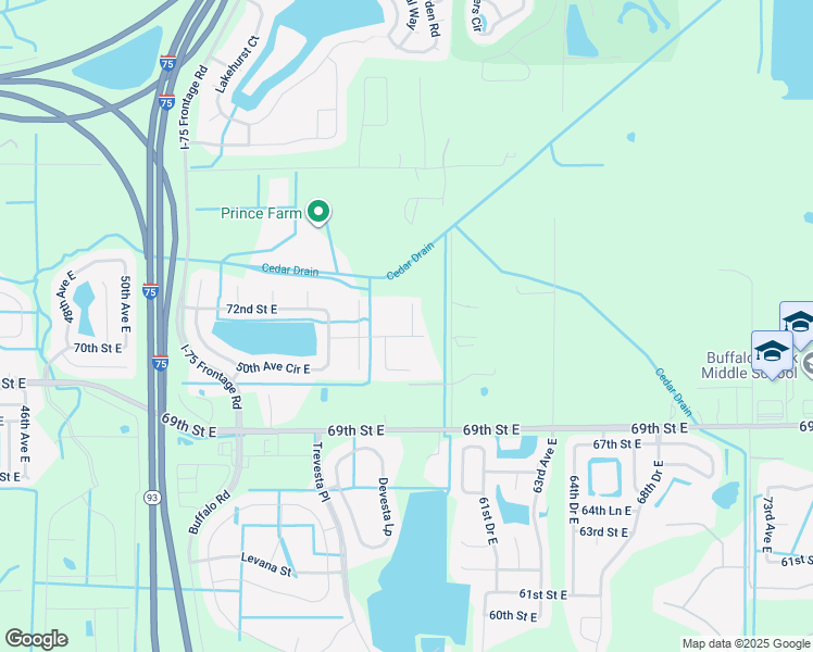 map of restaurants, bars, coffee shops, grocery stores, and more near 7107 58th Terrace East in Palmetto