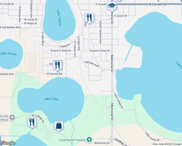 map of restaurants, bars, coffee shops, grocery stores, and more near 200 East Rainbow Street in Avon Park