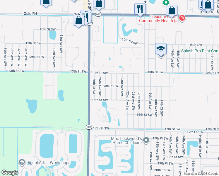map of restaurants, bars, coffee shops, grocery stores, and more near 1415 25th Court Southwest in Vero Beach