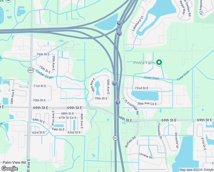 map of restaurants, bars, coffee shops, grocery stores, and more near 7121 50th Avenue East in Palmetto