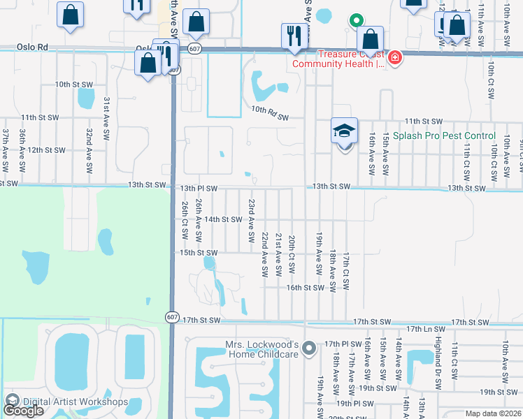map of restaurants, bars, coffee shops, grocery stores, and more near 1315 22nd Avenue Southwest in Vero Beach