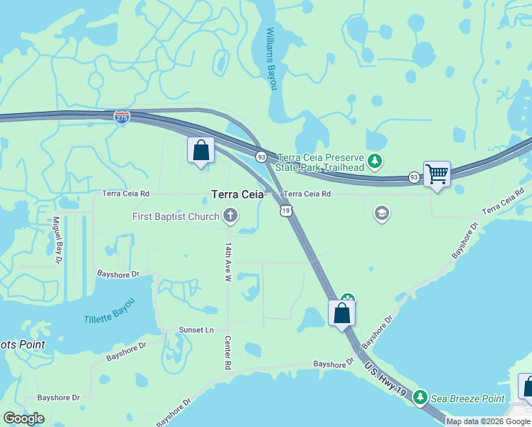 map of restaurants, bars, coffee shops, grocery stores, and more near in Manatee County