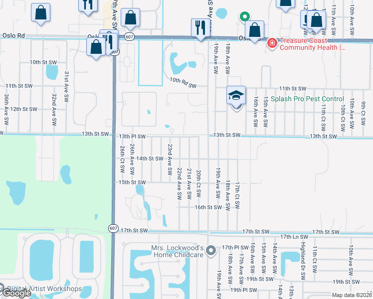 map of restaurants, bars, coffee shops, grocery stores, and more near 1355 21st Avenue Southwest in Vero Beach