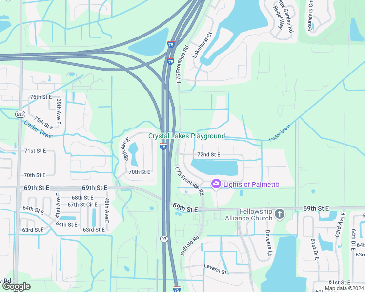 map of restaurants, bars, coffee shops, grocery stores, and more near 7217 50th Place East in Palmetto