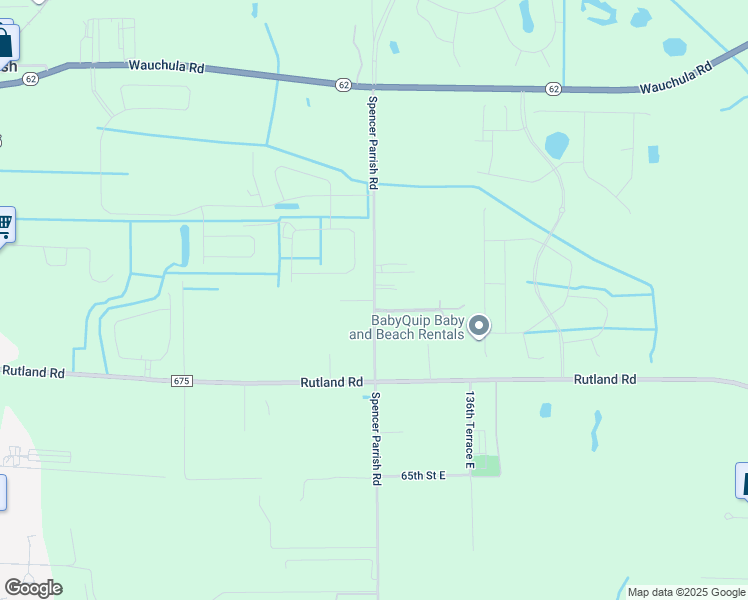 map of restaurants, bars, coffee shops, grocery stores, and more near Spencer Parrish Road in Parrish