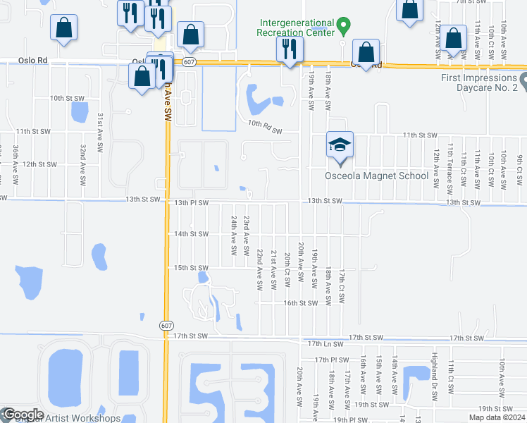 map of restaurants, bars, coffee shops, grocery stores, and more near 1310 22nd Avenue Southwest in Vero Beach