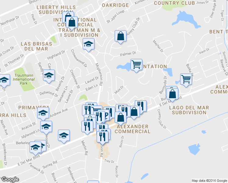map of restaurants, bars, coffee shops, grocery stores, and more near 1402 Wingfoot Loop in Laredo
