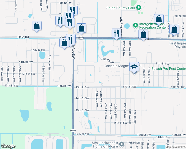 map of restaurants, bars, coffee shops, grocery stores, and more near 2570 12th Square Southwest in Vero Beach