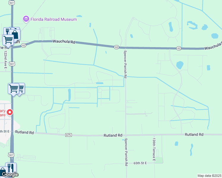 map of restaurants, bars, coffee shops, grocery stores, and more near in Parrish