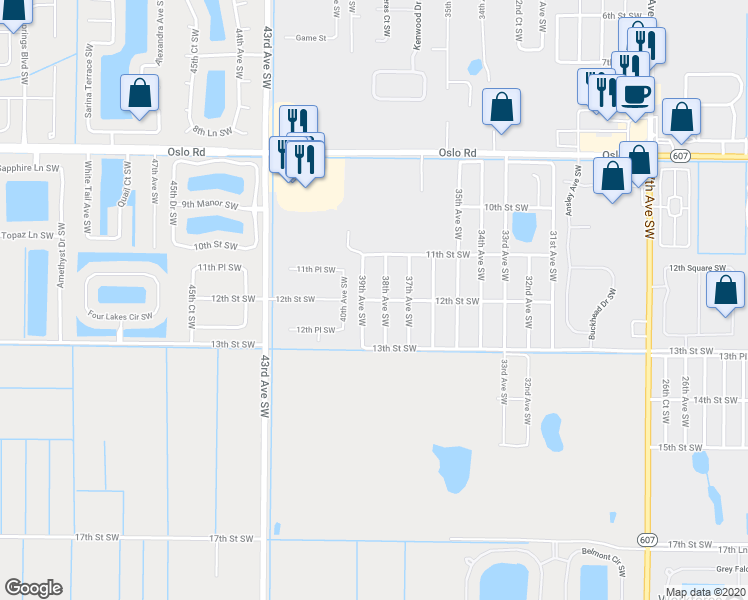map of restaurants, bars, coffee shops, grocery stores, and more near 3801 12th Street Southwest in Vero Beach