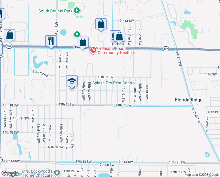 map of restaurants, bars, coffee shops, grocery stores, and more near 1185 12th Avenue Southwest in Vero Beach