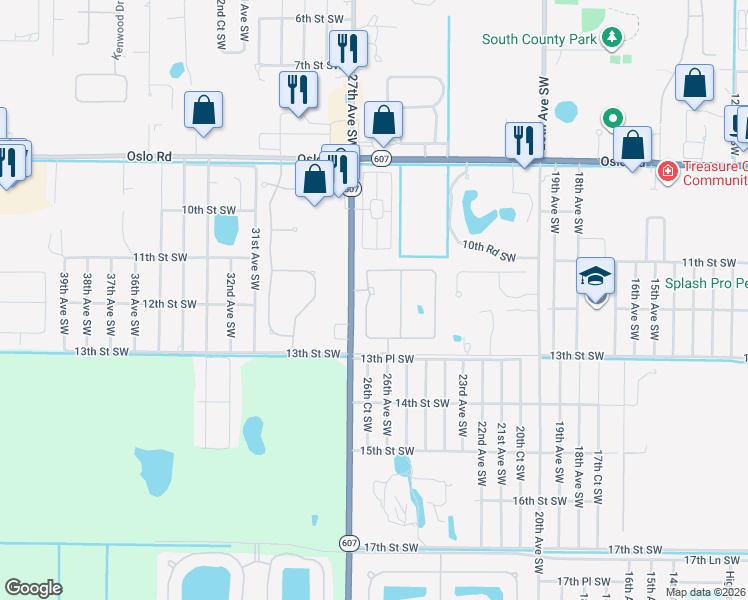 map of restaurants, bars, coffee shops, grocery stores, and more near 2648 12th Square South West in Vero Beach