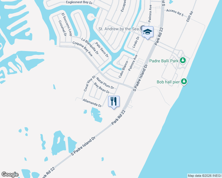 map of restaurants, bars, coffee shops, grocery stores, and more near 14261 Natal Plum Dr in Corpus Christi
