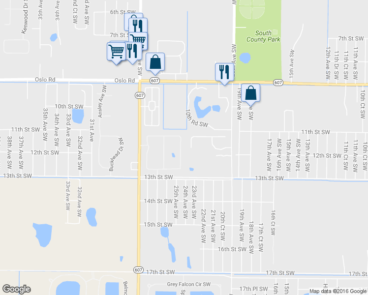map of restaurants, bars, coffee shops, grocery stores, and more near 2565 12th Square Southwest in Vero Beach
