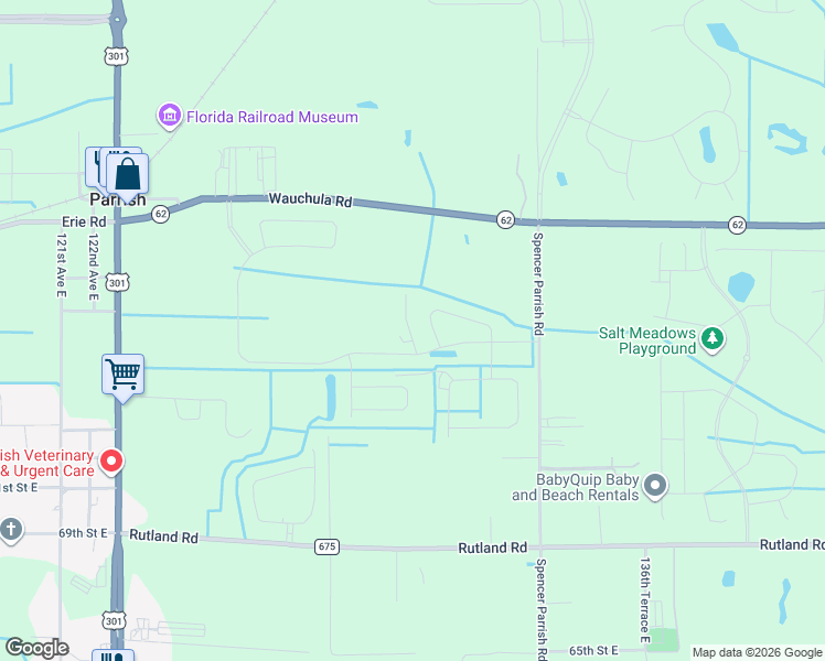 map of restaurants, bars, coffee shops, grocery stores, and more near 7643 Twinleaf Terrace Way in Parrish