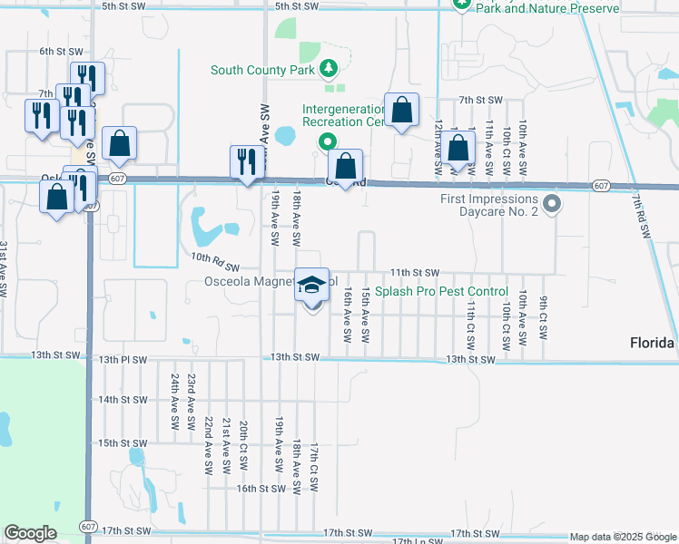 map of restaurants, bars, coffee shops, grocery stores, and more near 1656 11th Street Southwest in Vero Beach