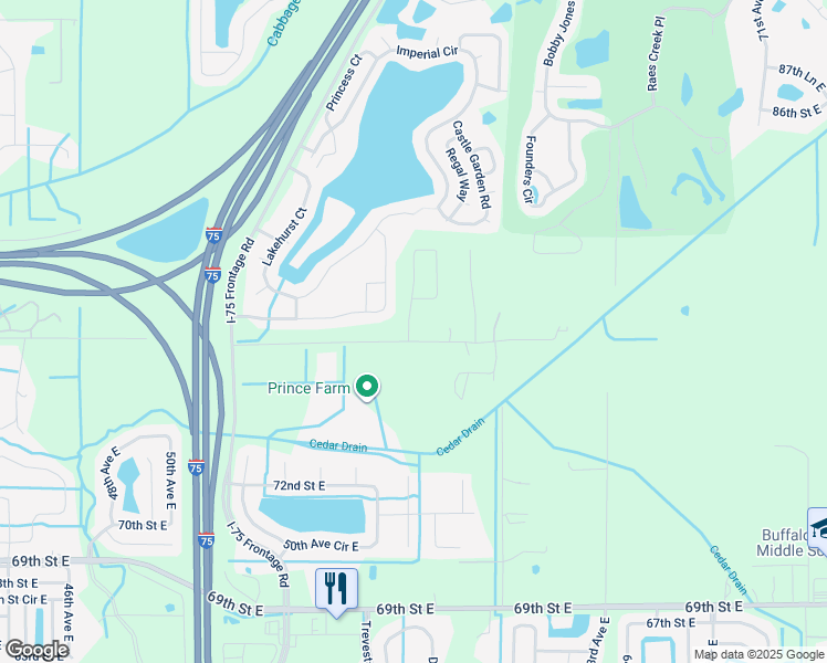map of restaurants, bars, coffee shops, grocery stores, and more near 5507 77th Street East in Palmetto