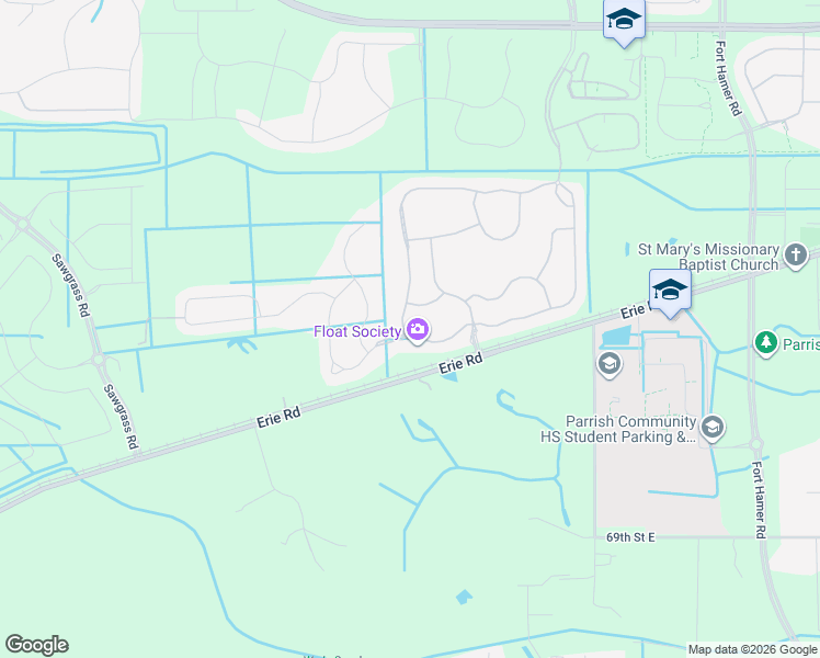 map of restaurants, bars, coffee shops, grocery stores, and more near 11204 77th Street East in Parrish