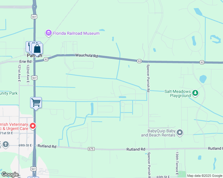 map of restaurants, bars, coffee shops, grocery stores, and more near 7643 Twinleaf Terrace Way in Parrish